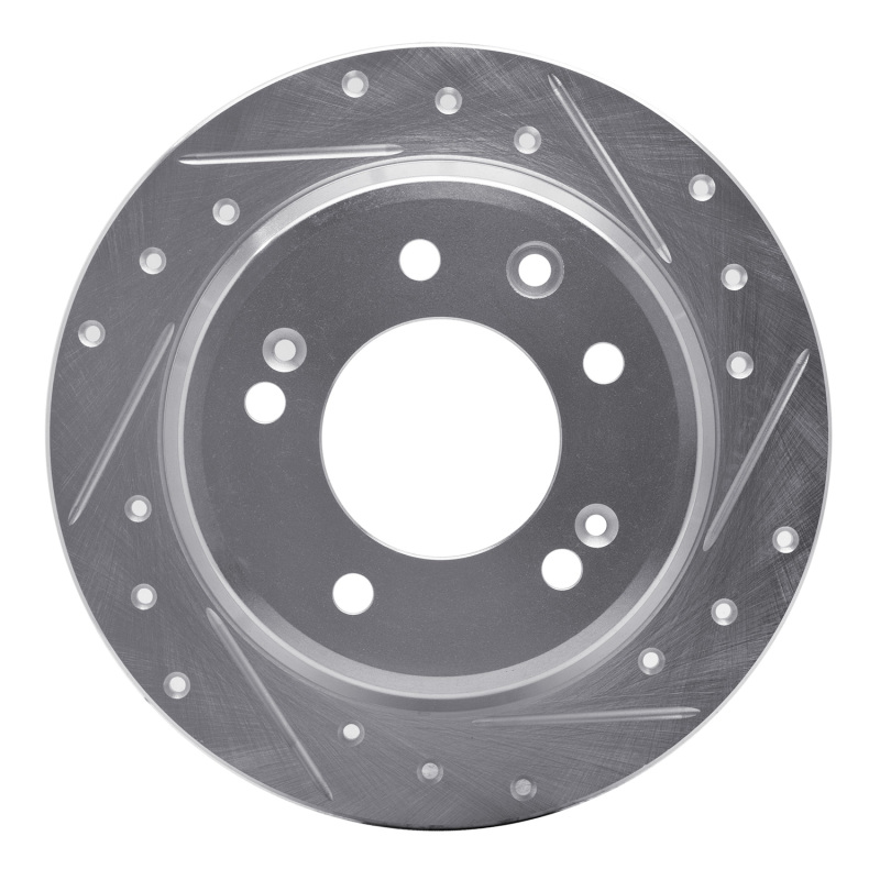Hyundai Tucson Brake Rotor (1) - Rear Right - R1 Concepts - Drilled & Slotted - Silver - `09-`16